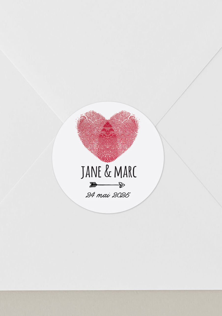 Sticker mariage coeur personnalisé, à coller sur tous vos supports mariage